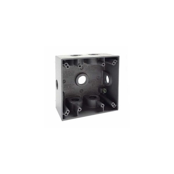 Hubbell Electrical Box, 31 cu in, Outlet Box, 2 Gang, Aluminum, Square 5338-0